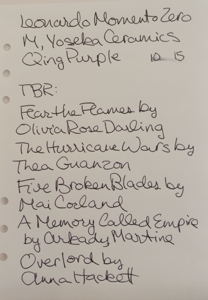Writing sample of Yoseka Ceramics x Ink Institute Qing Purple with a Leonardo Momento Zero M on Cosmo Air Light