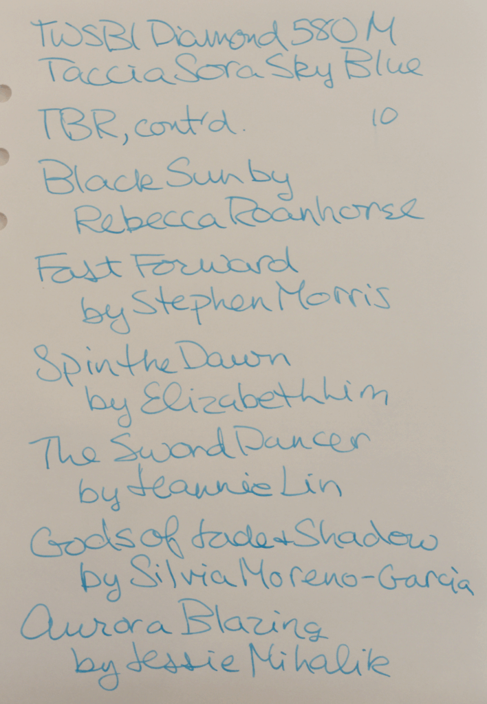 Taccia Sora Sky Blue - TWSBI Diamond 580 M nib on Cosmo Air Light writing sample